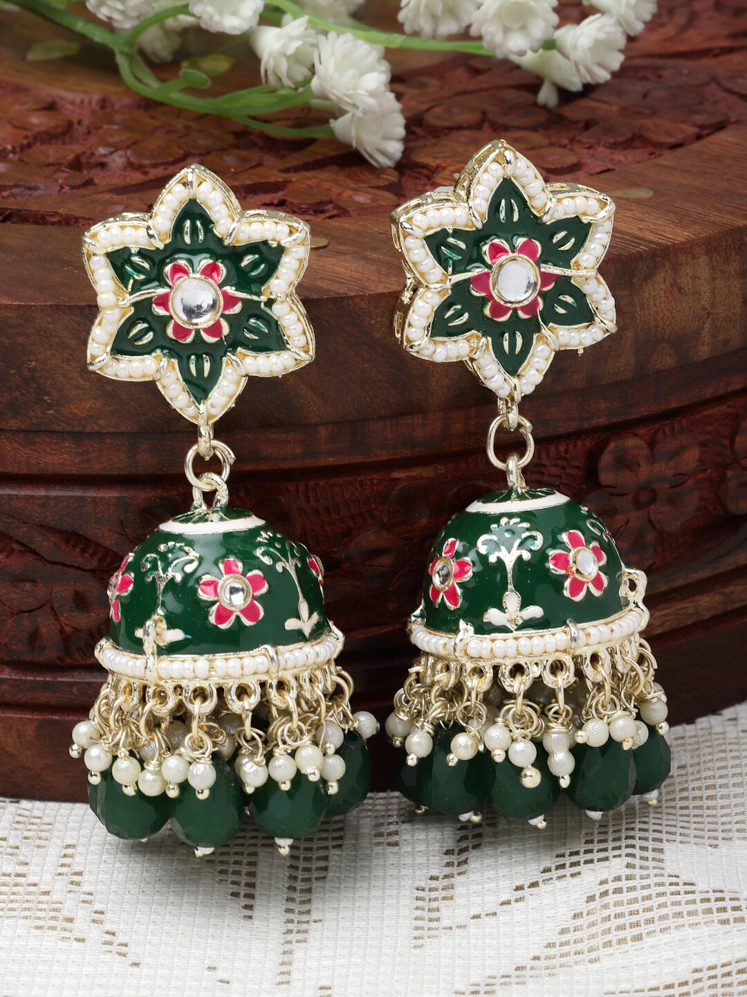

ZENEME Gold-Plated Dome Shaped Jhumkas Earrings