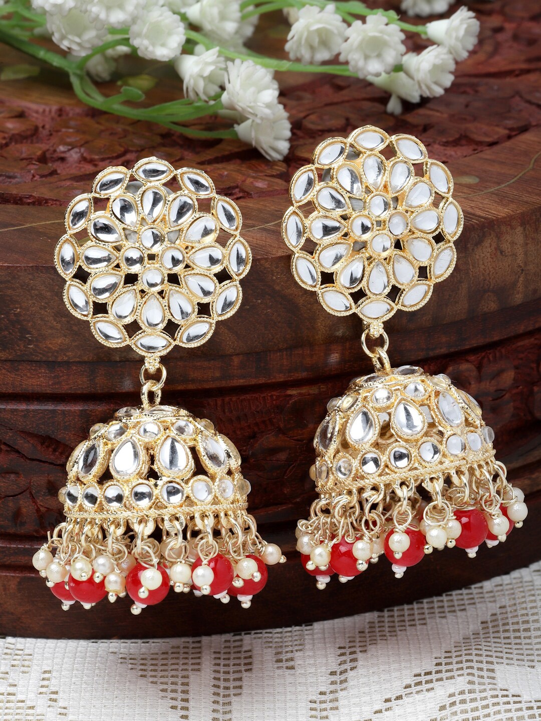 

ZENEME Gold-Plated Dome Shaped Jhumkas Earrings