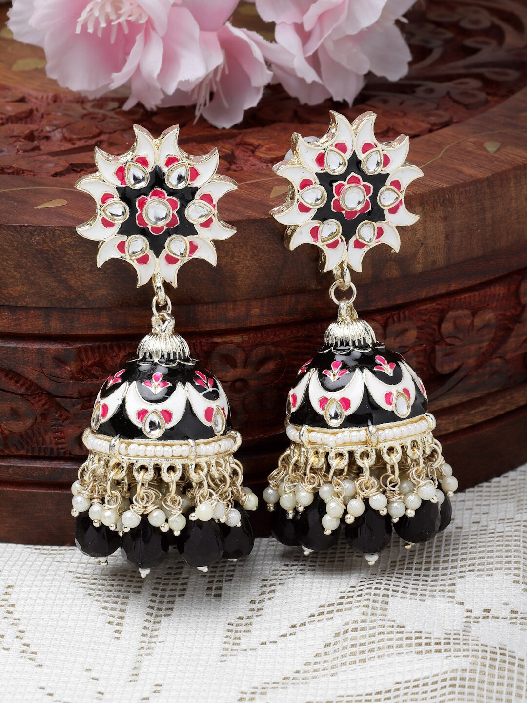 

ZENEME Gold-Plated Dome Shaped Jhumkas Earrings