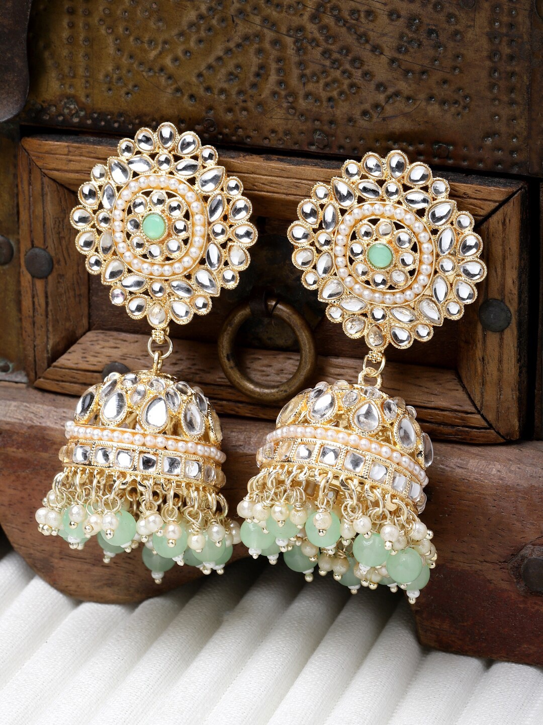 

ZENEME Gold-Plated Dome Shaped Jhumkas Earrings