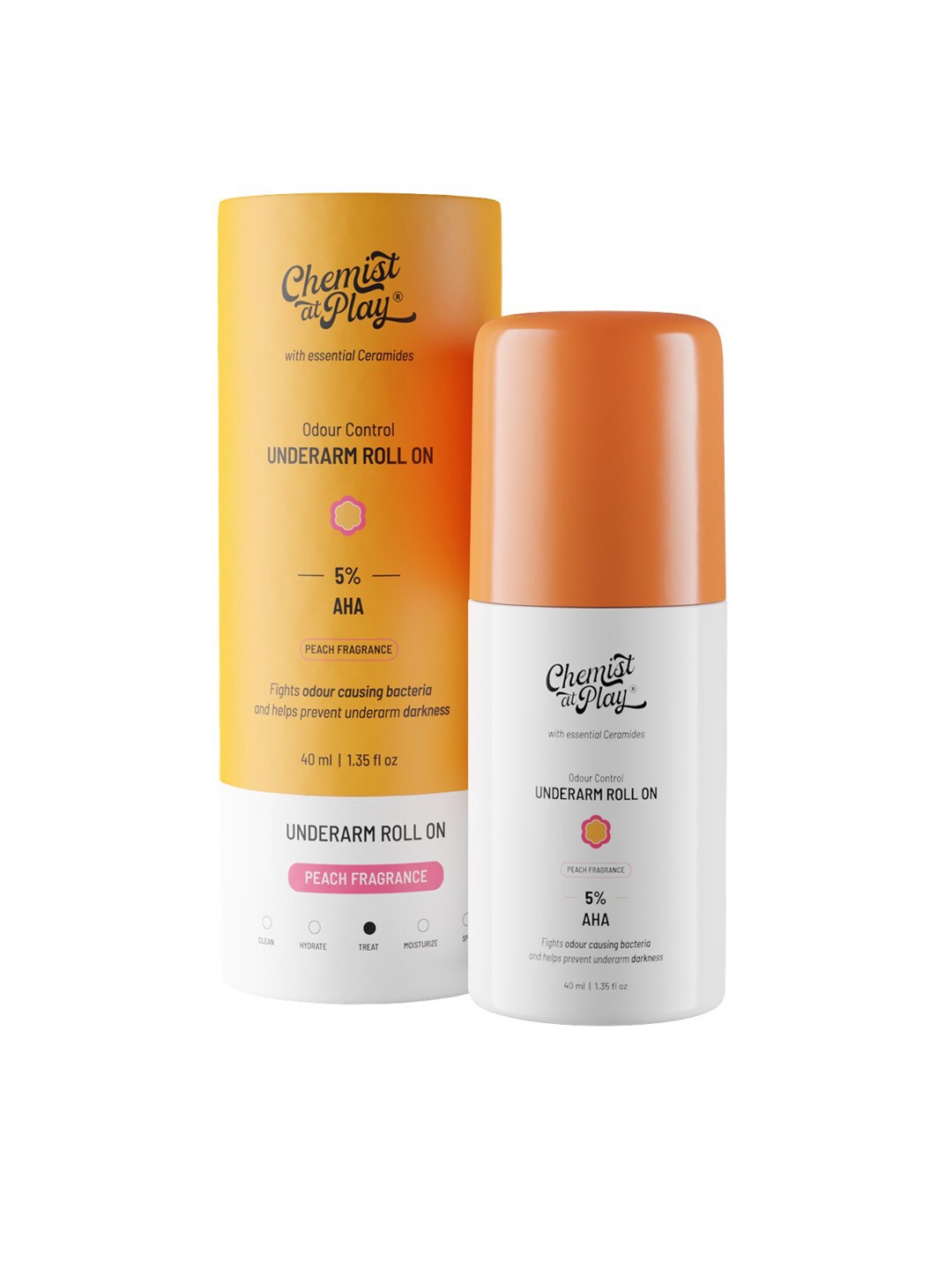 

Chemist at Play Peach Fragrance Odour Control Underarm Roll On with Ceramides - 40 ml, Orange