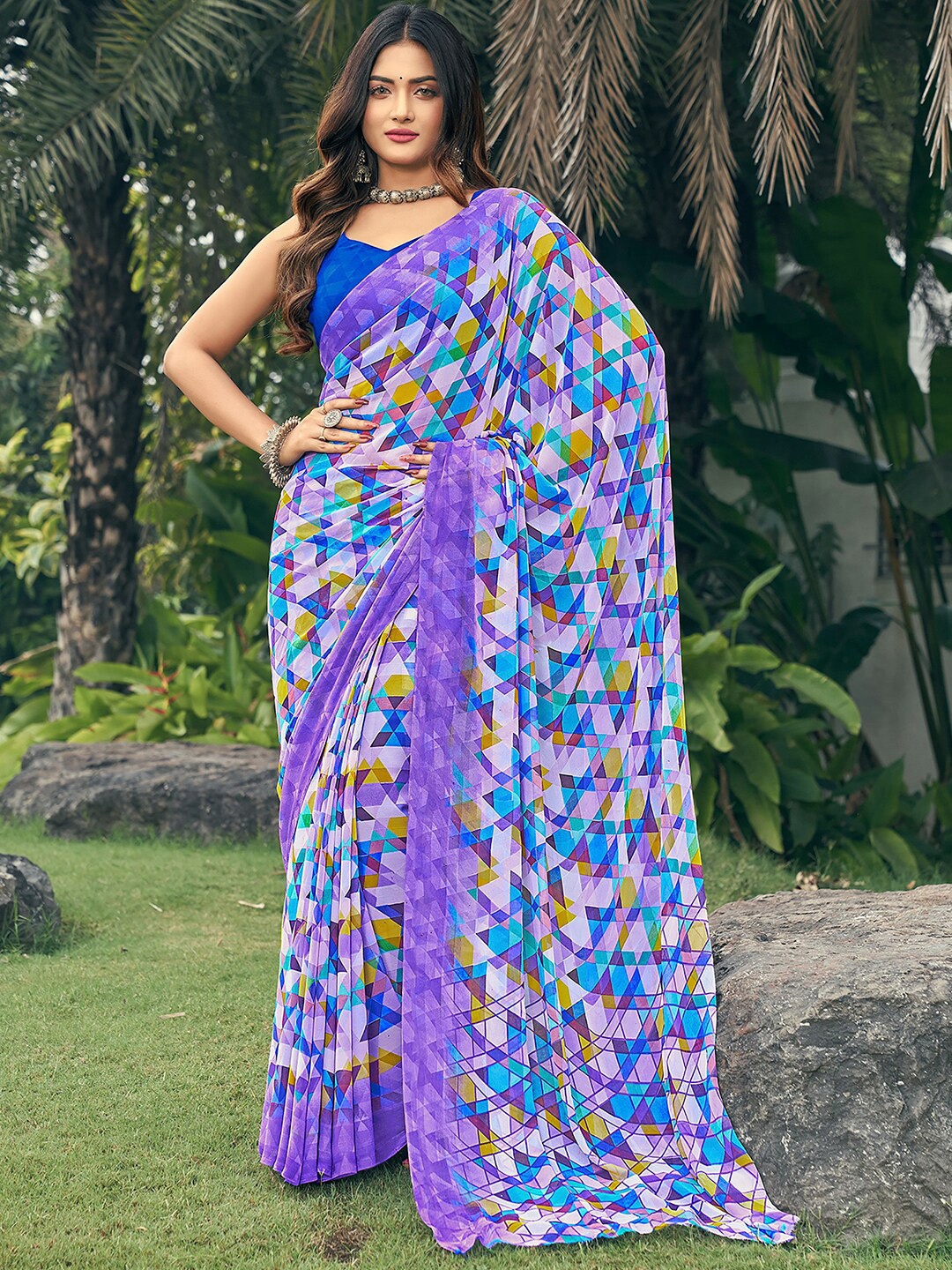 

Kasak Abstract Printed Pure Georgette Saree, Violet