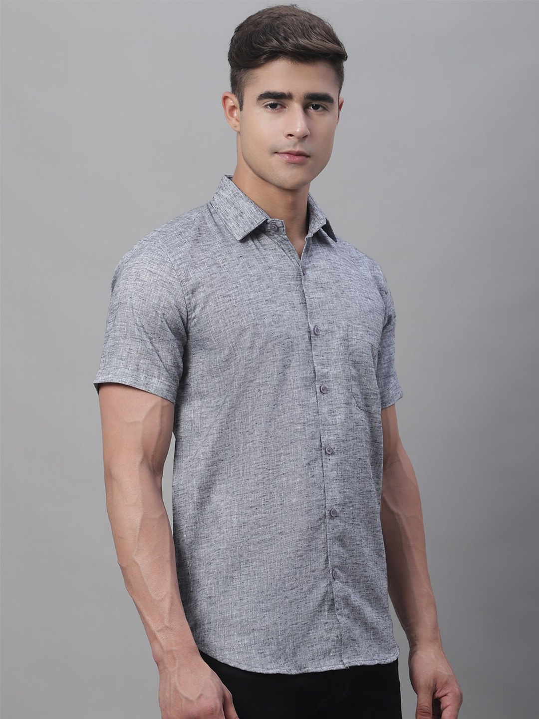 

JAINISH Classic Spread Collar Pure Cotton Casual Shirt, Grey