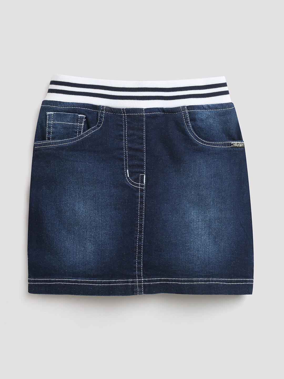 

Tiny Girl Washed Denim Mini Pencil Skirt, Navy blue