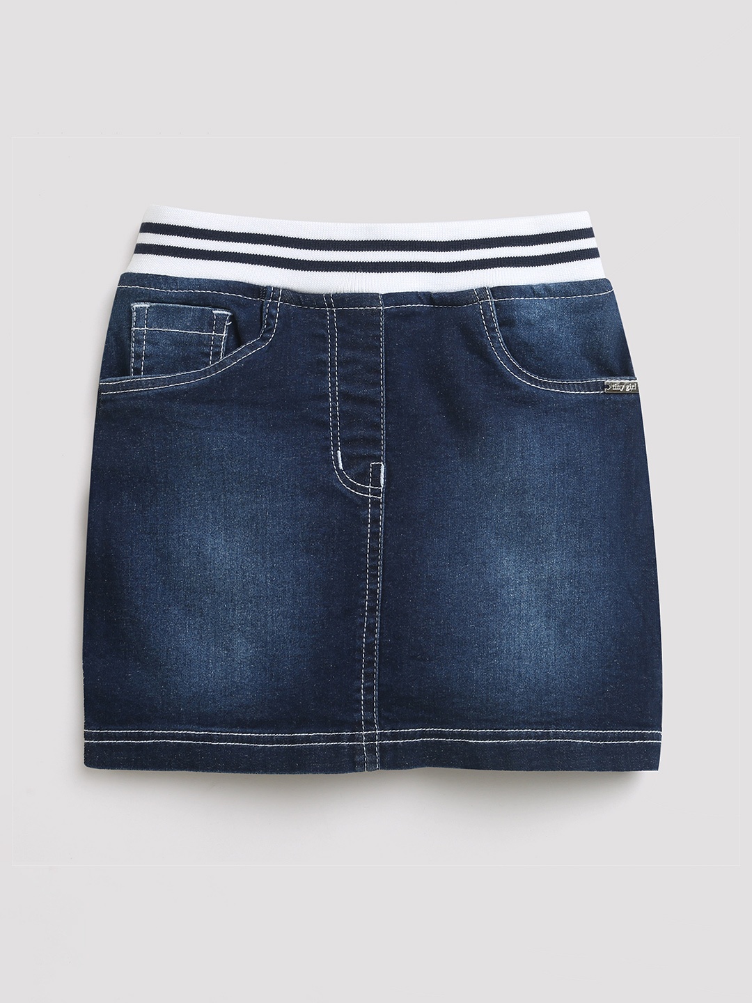 

Tiny Girl Washed Denim Mini Pencil Skirt, Navy blue