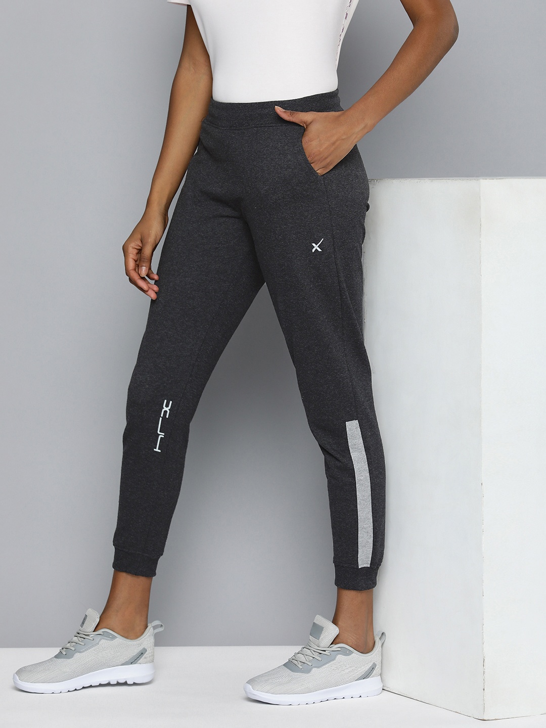 

HRX by Hrithik Roshan Women Brand Logo Printed Joggers, Charcoal