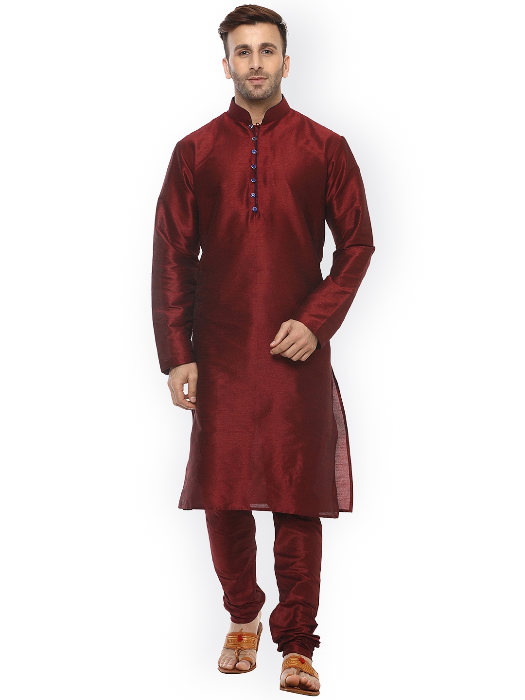 

Hangup Men Maroon Solid Kurta with Churidar