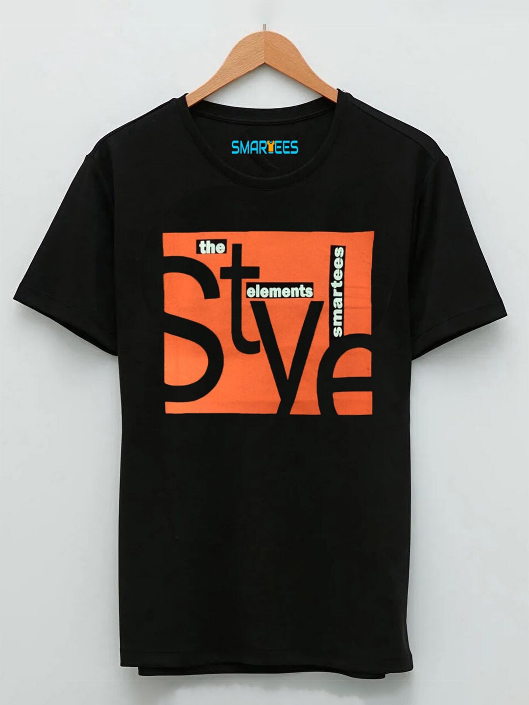 

SMARTEES Typography Printed Cotton T-Shirt, Black