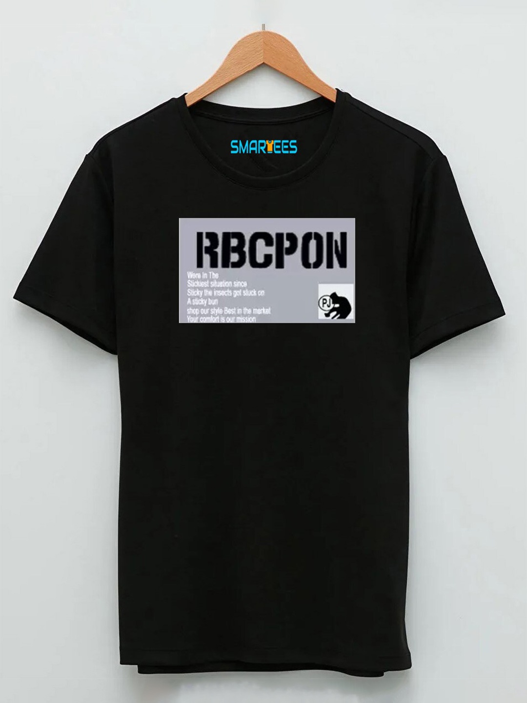 

SMARTEES Typography Printed Cotton T-shirt, Black