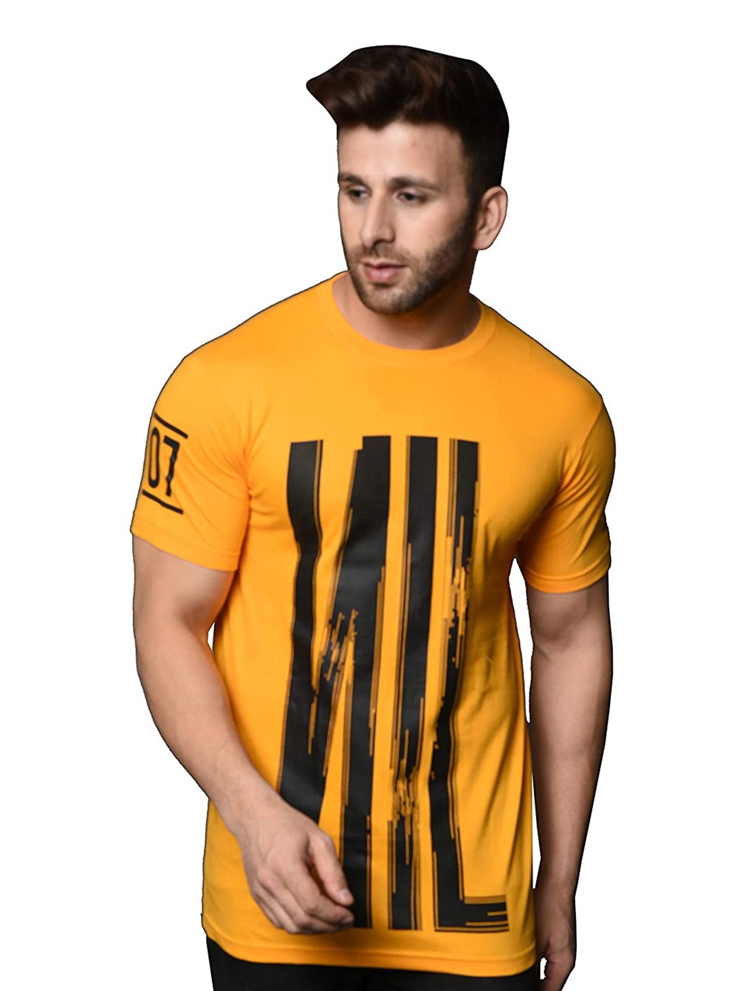 

SMARTEES Typography Printed Cotton T-shirt, Mustard