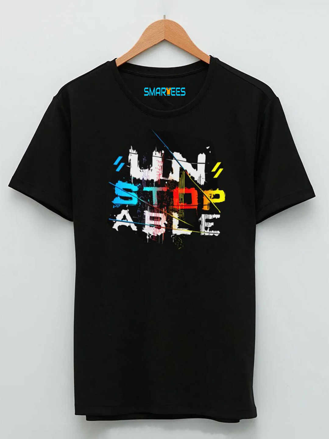 

SMARTEES Typography Printed Cotton T-Shirt, Black