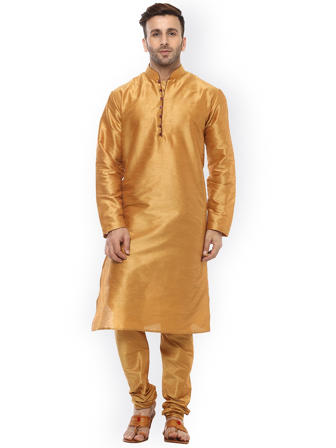 

Hangup Men Brown Solid Kurta with Churidar