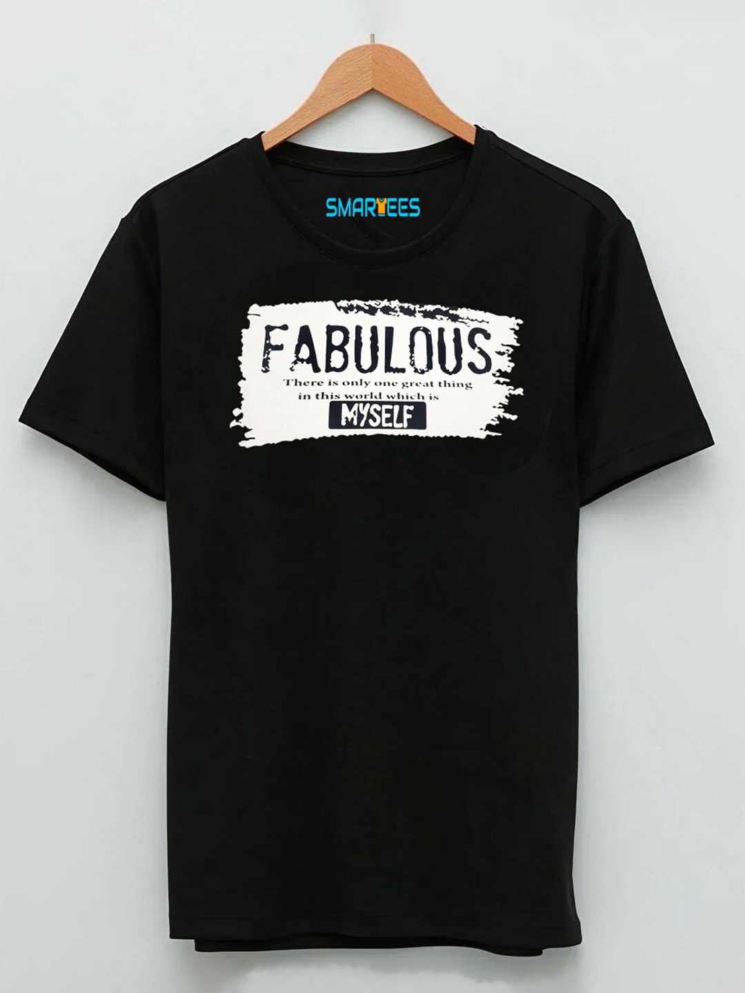 

SMARTEES Typography Printed Cotton T-shirt, Black