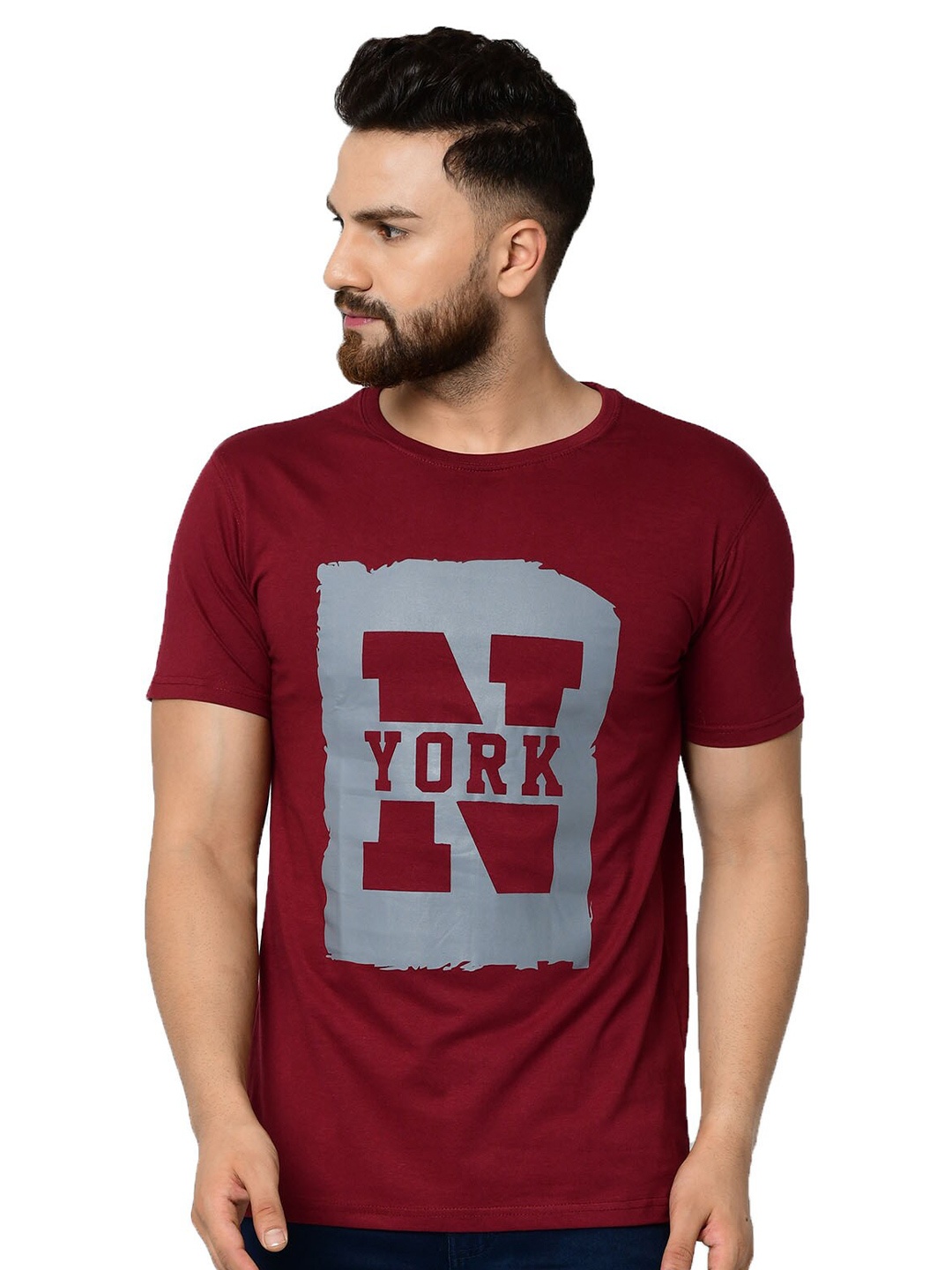 

SMARTEES Typography Printed Cotton T-shirt, Maroon
