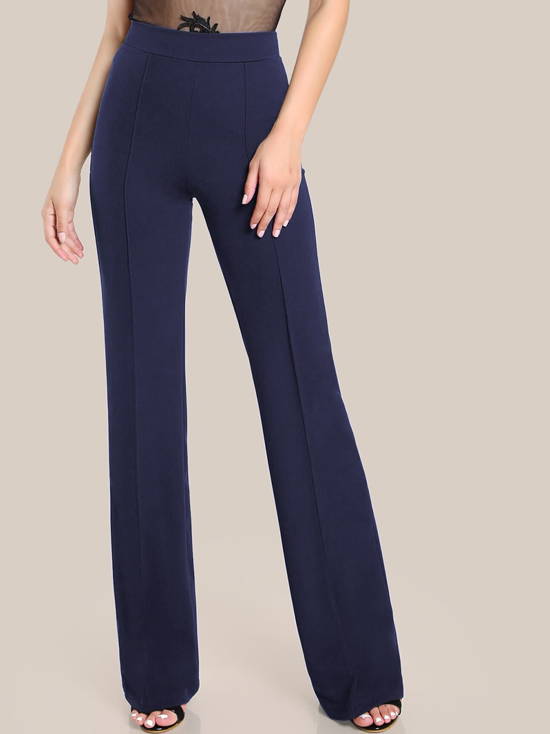 

LEE TEX Women Relaxed Straight Leg High-Rise Trousers, Navy blue