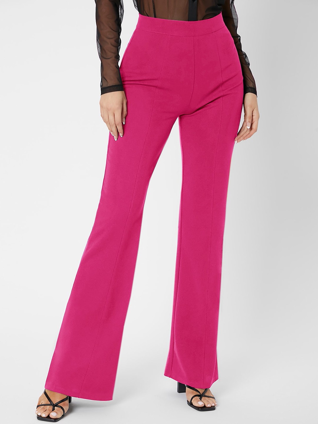 

LEE TEX Women High-Rise Relaxed Straight Leg Easy Wash Parallel Trousers, Pink