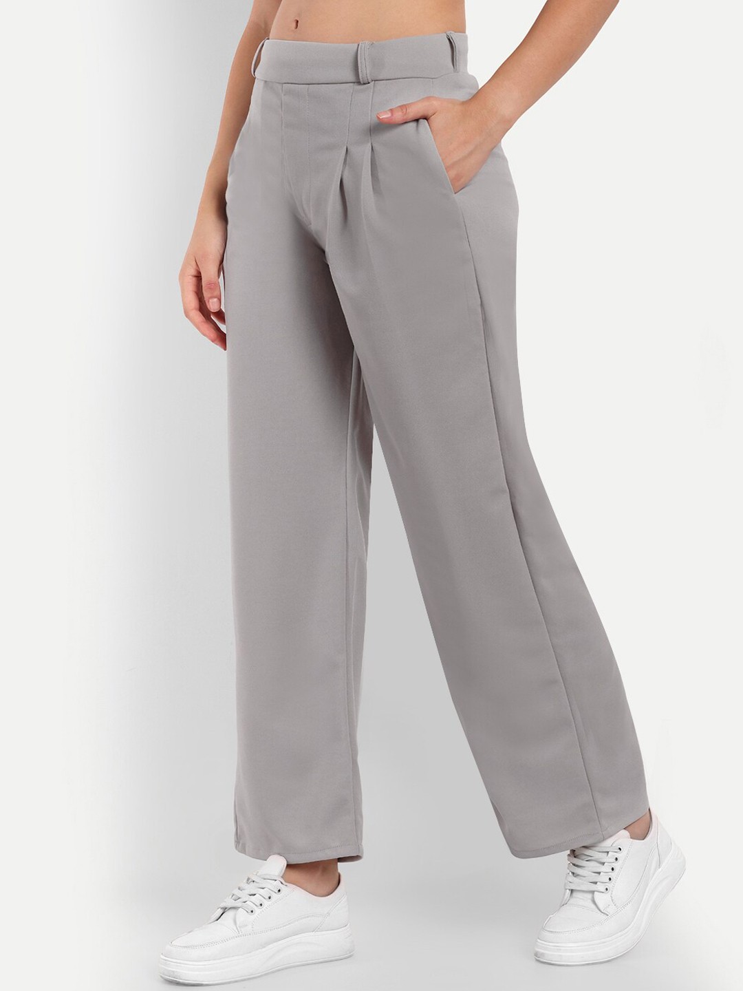

Next One Women Smart High-Rise Flared Trousers, Grey