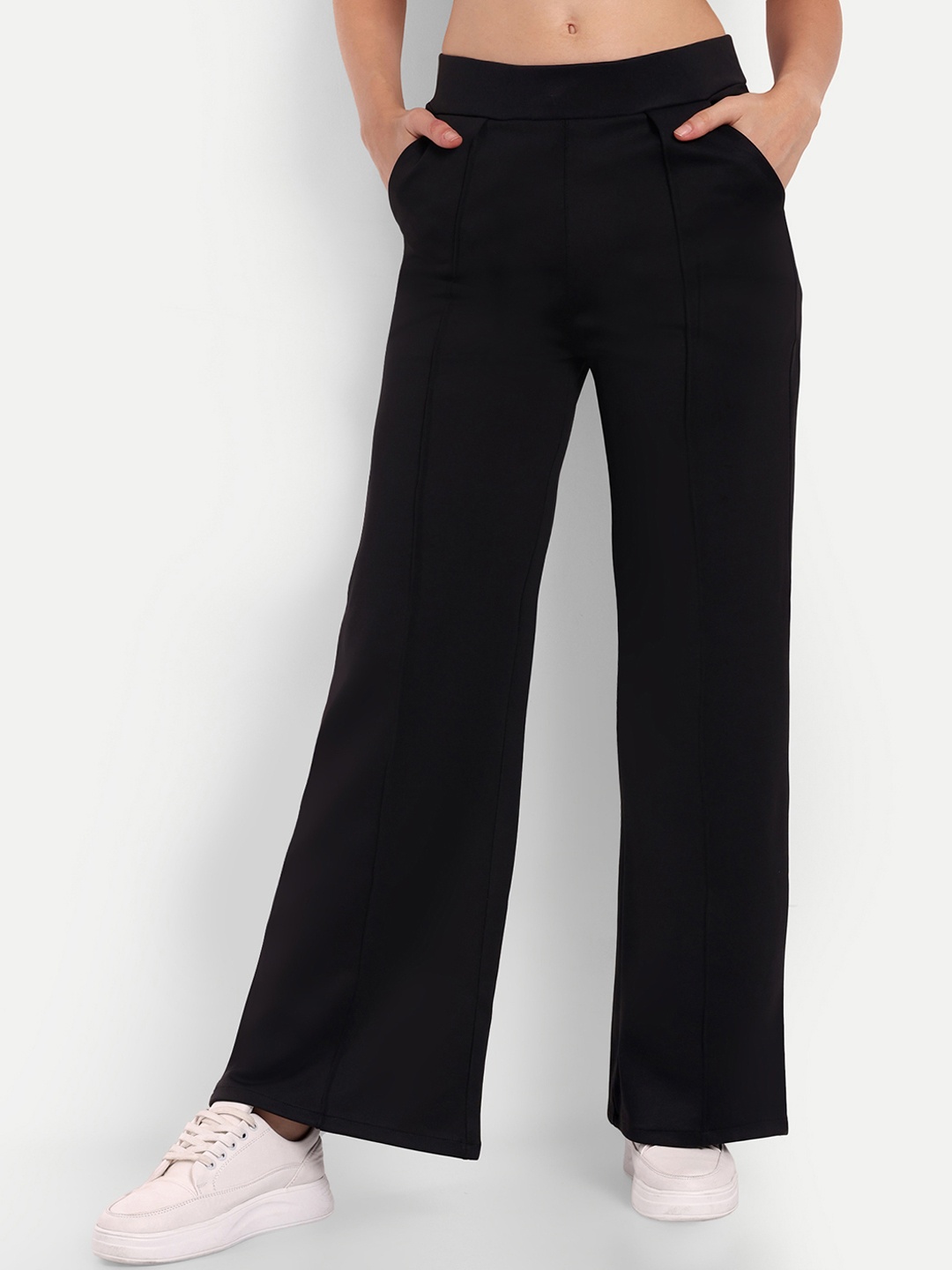 

Next One Women Smart High-Rise Flared Trousers, Black