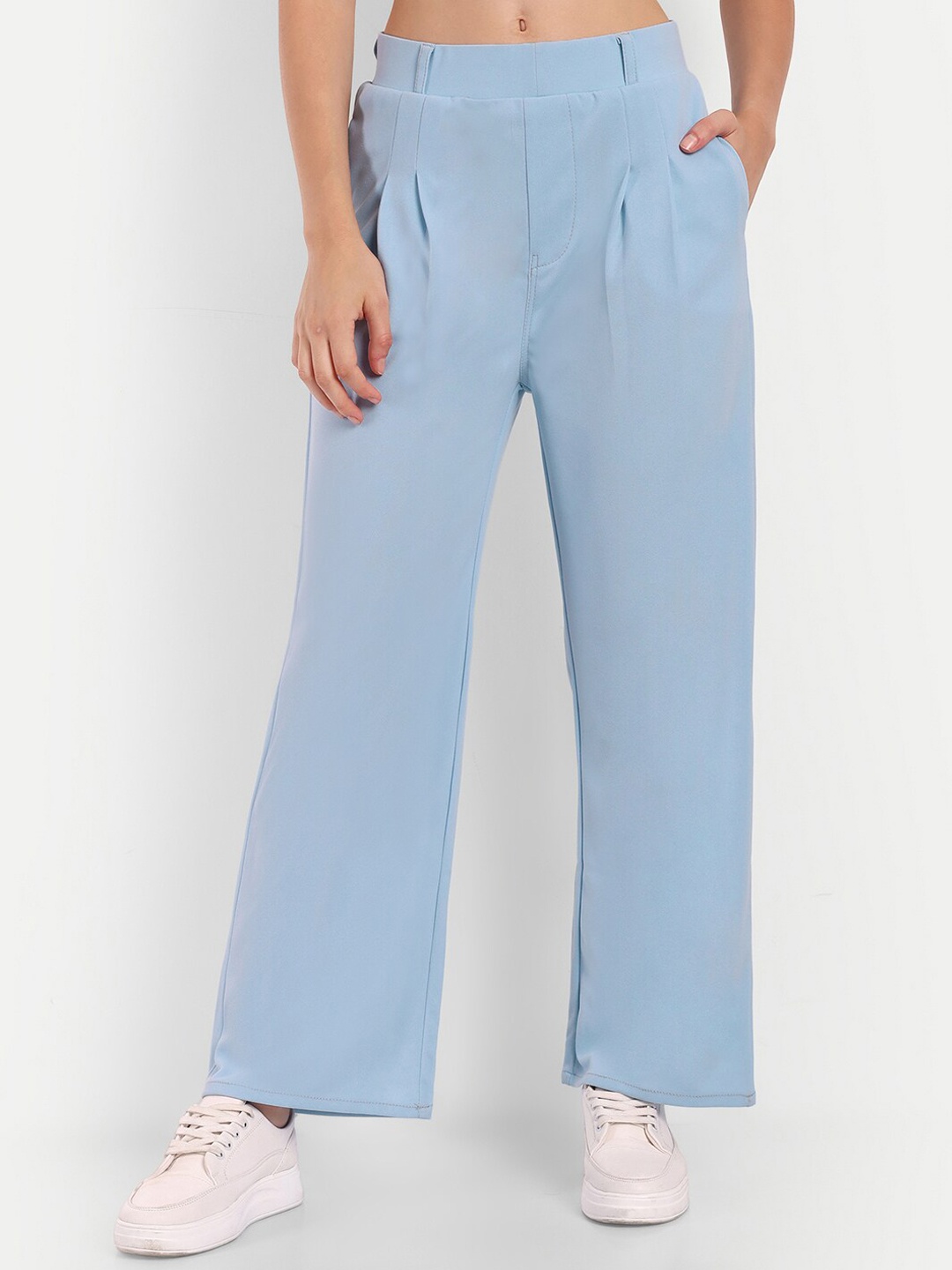 

Next One Women Smart High-Rise Flared Trousers, Blue