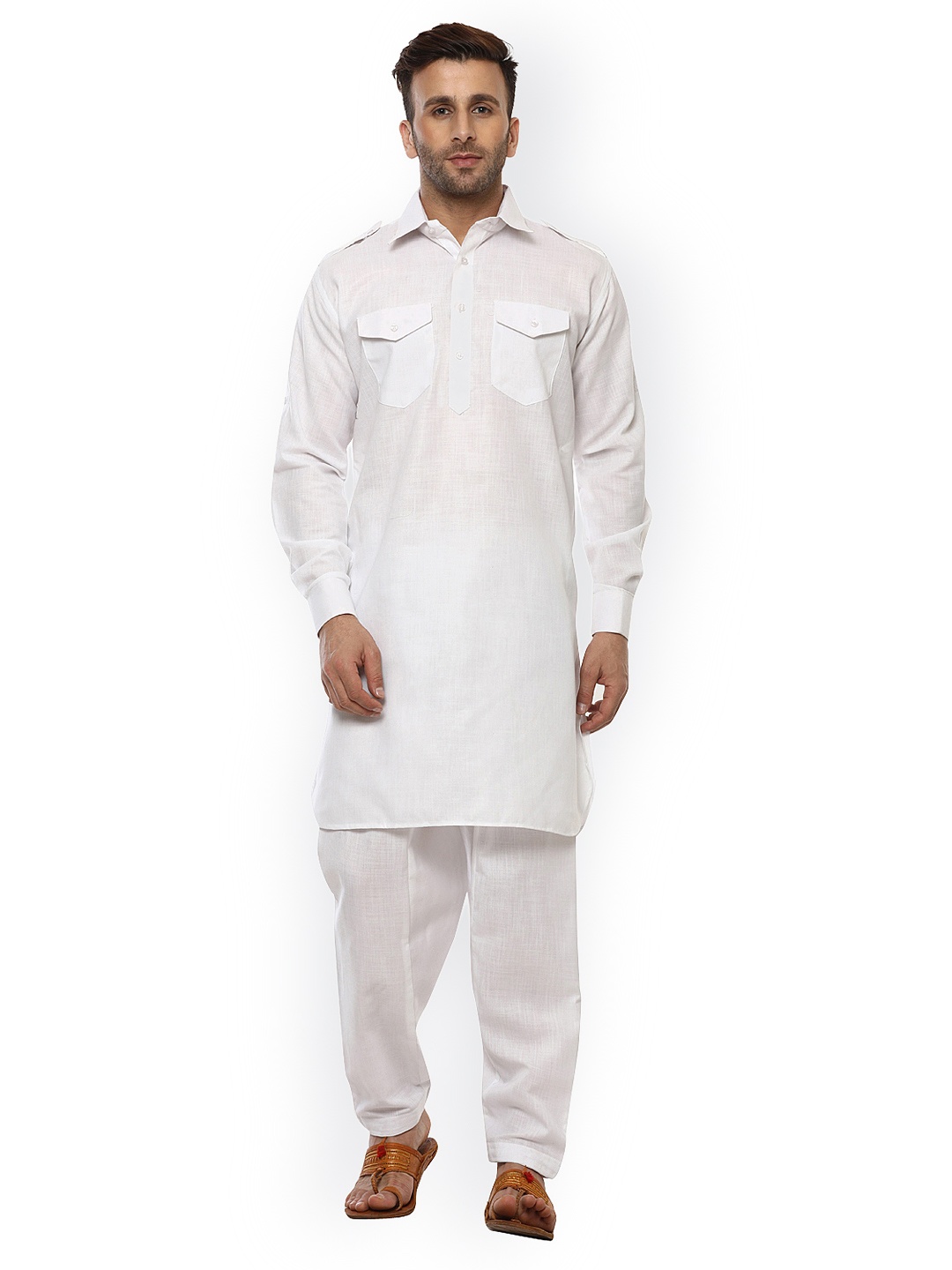 

Hangup Men White Solid Kurta with Salwar