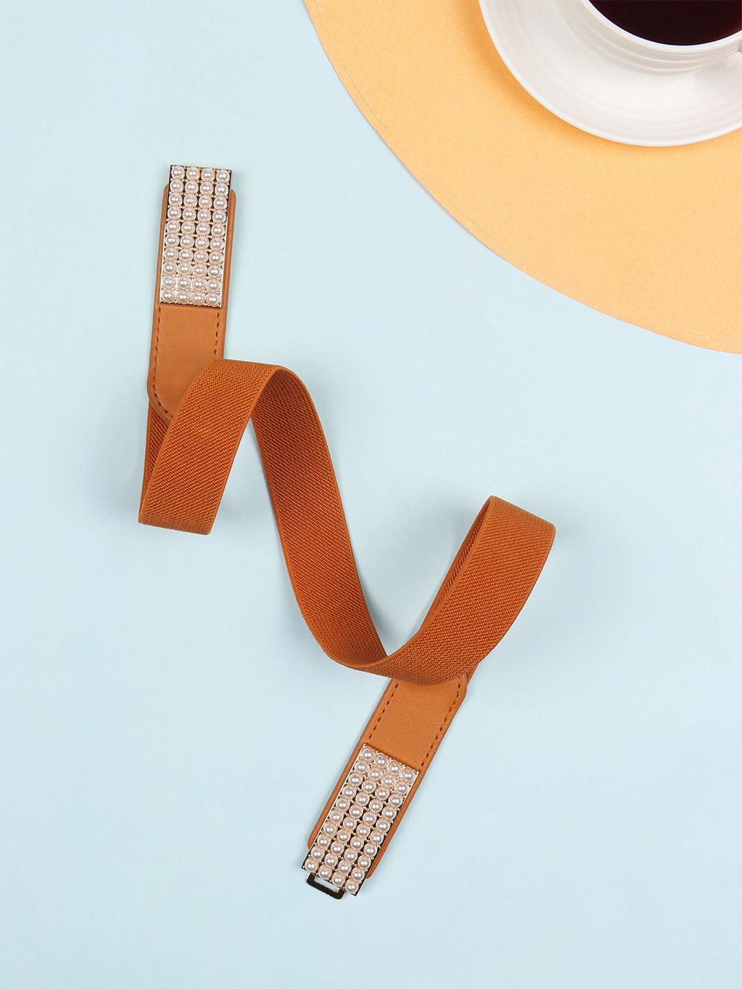 

Berrylush Women PU Stretchable Belt With Interlock, Brown