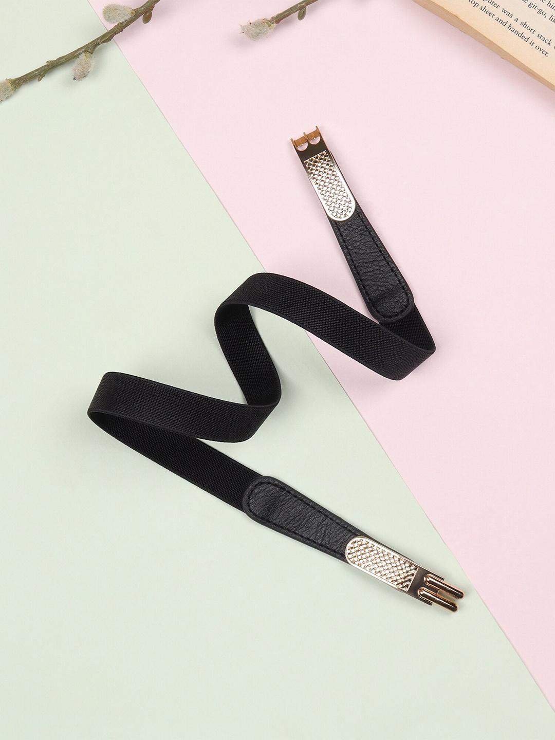 

Berrylush Women PU Stretchable Belt With Interlock, Black