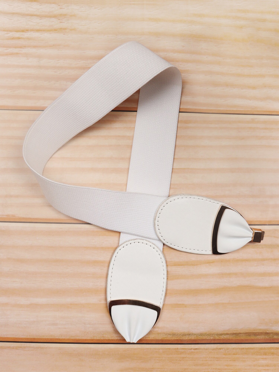 

Berrylush Women PU Stretchable Belt With Interlock, White