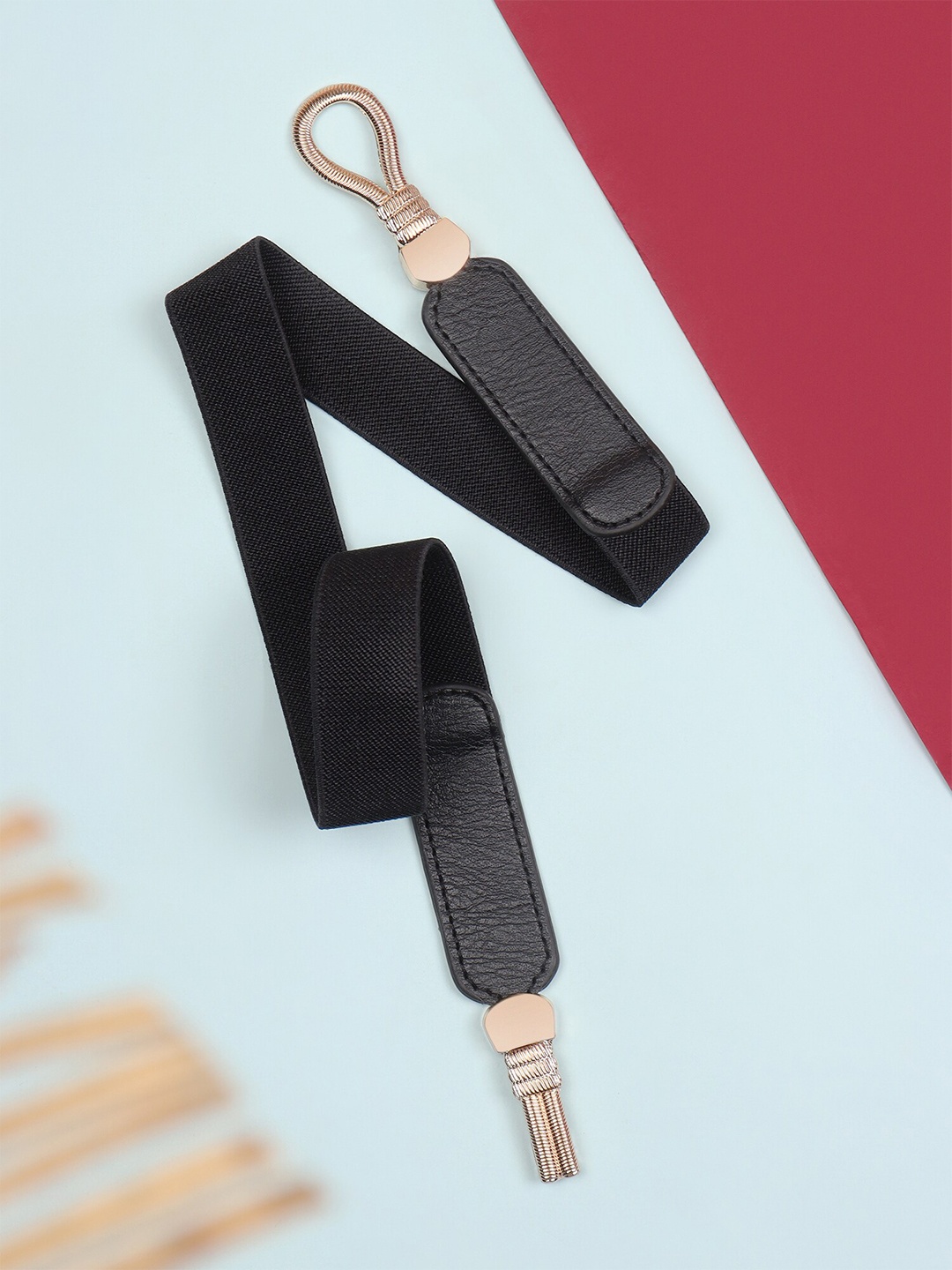 

Berrylush Women PU Stretchable Belt With Interlock, Black