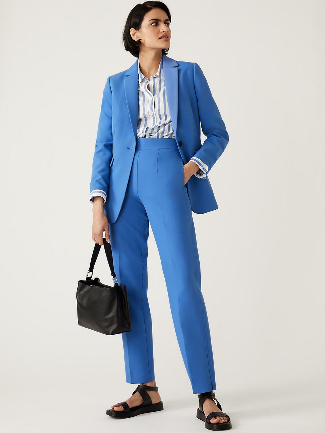 

Marks & Spencer Notched Lapel Collar Single-Breasted Formal Blazer, Blue