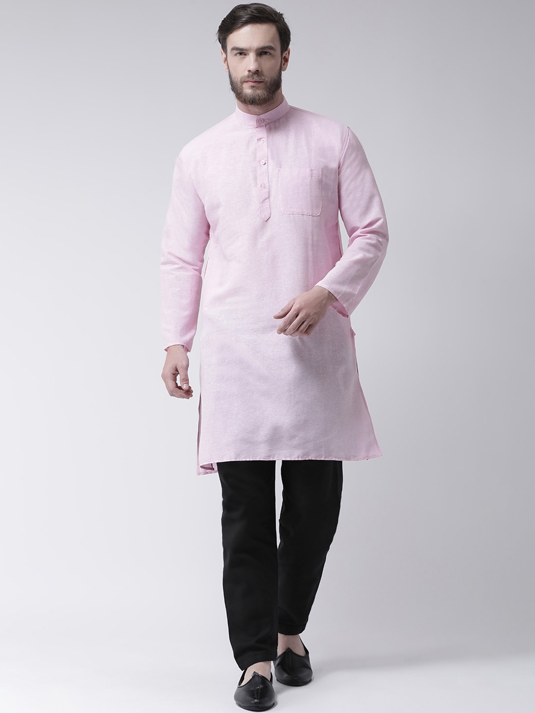 

RIAG Mandarin Collar Pure Cotton Kurta with Pyjamas, Pink
