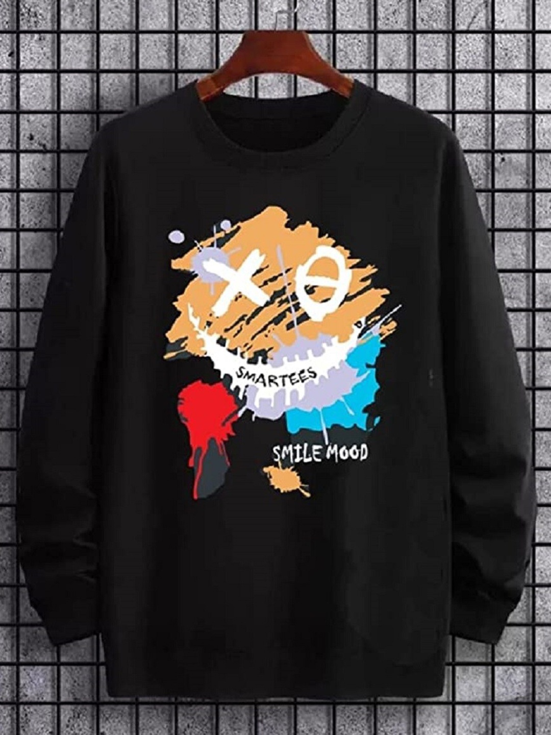 

SMARTEES Graphic Printed Cotton Sweatshirt, Black