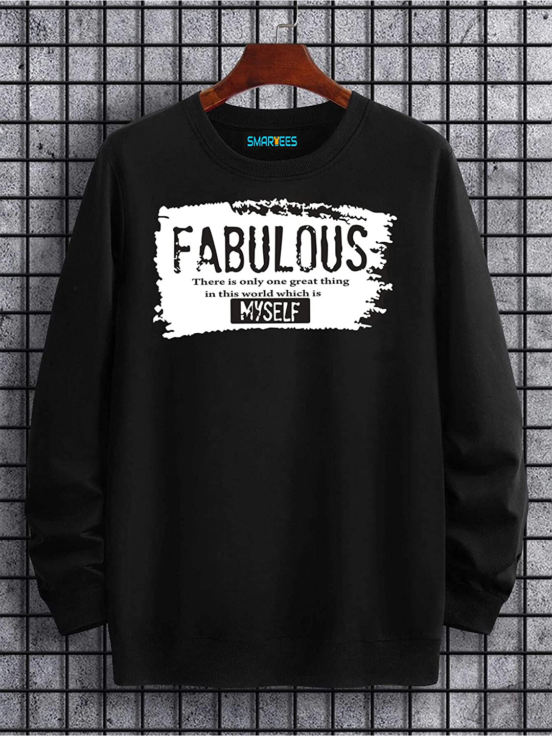 

SMARTEES Typography Printed Cotton Sweatshirts, Black