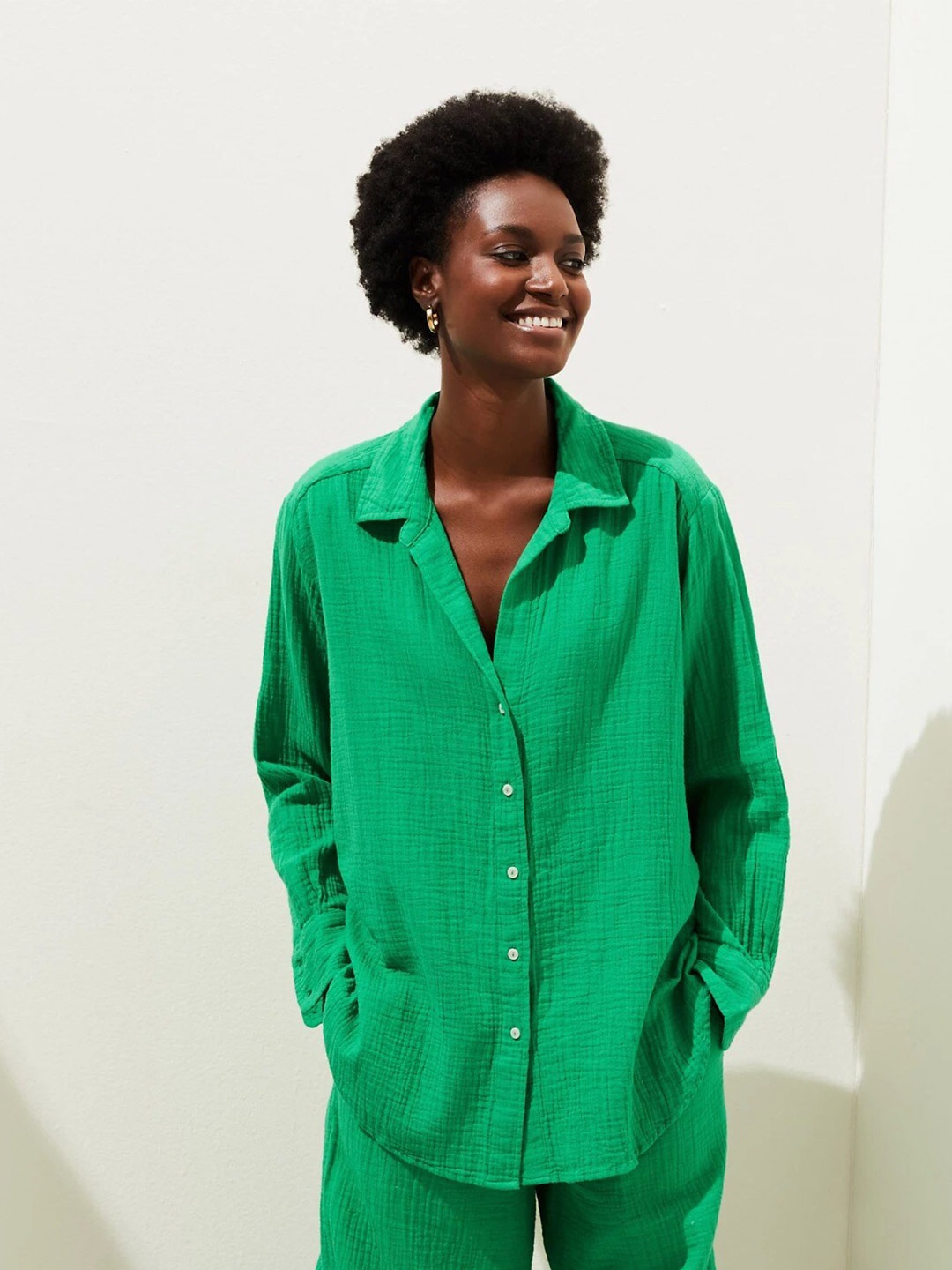 

Marks & Spencer Spread Collar Pure Cotton Casual Shirt, Green