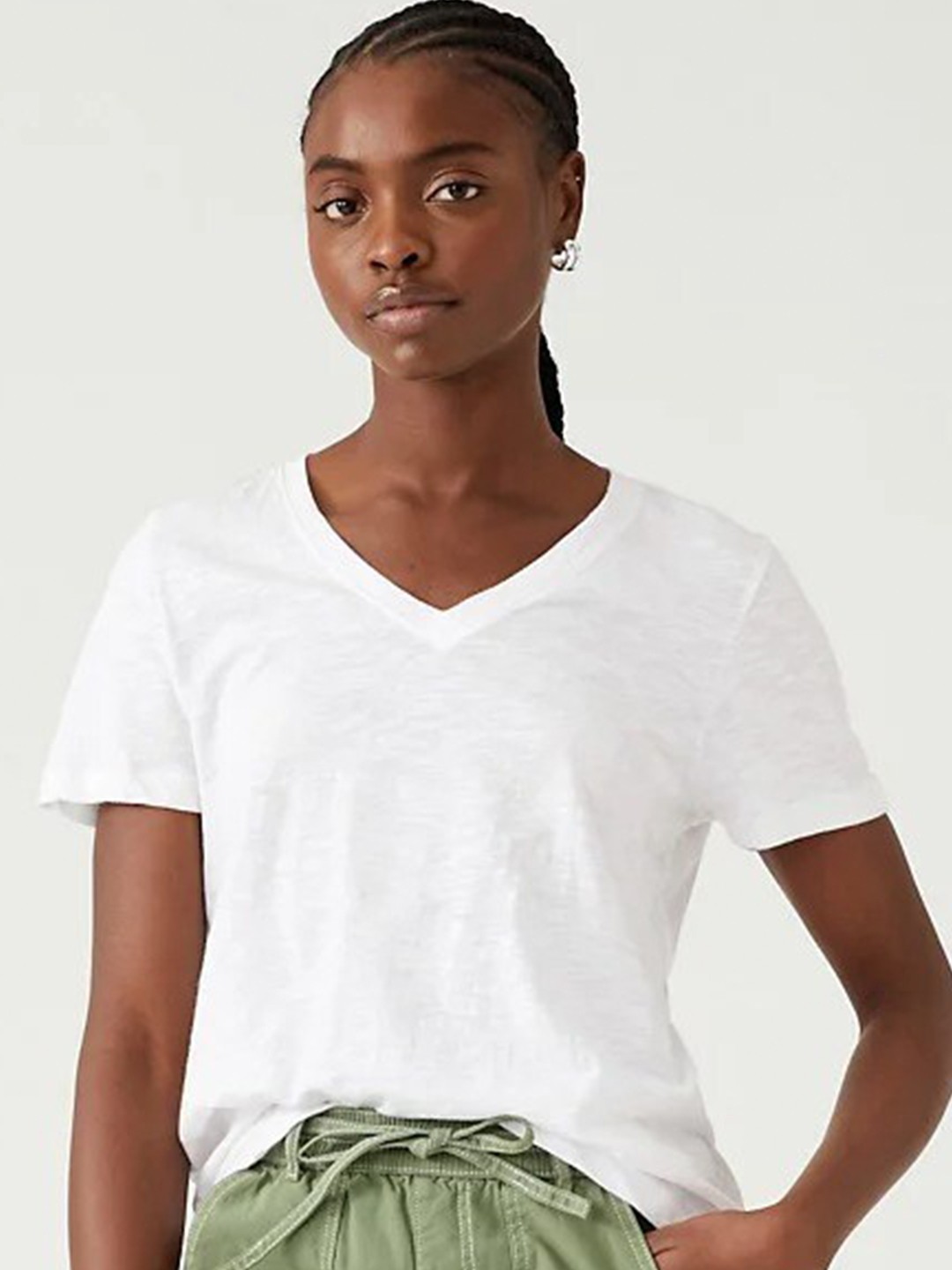 

Marks & Spencer V-Neck Pure Cotton T-shirt, White