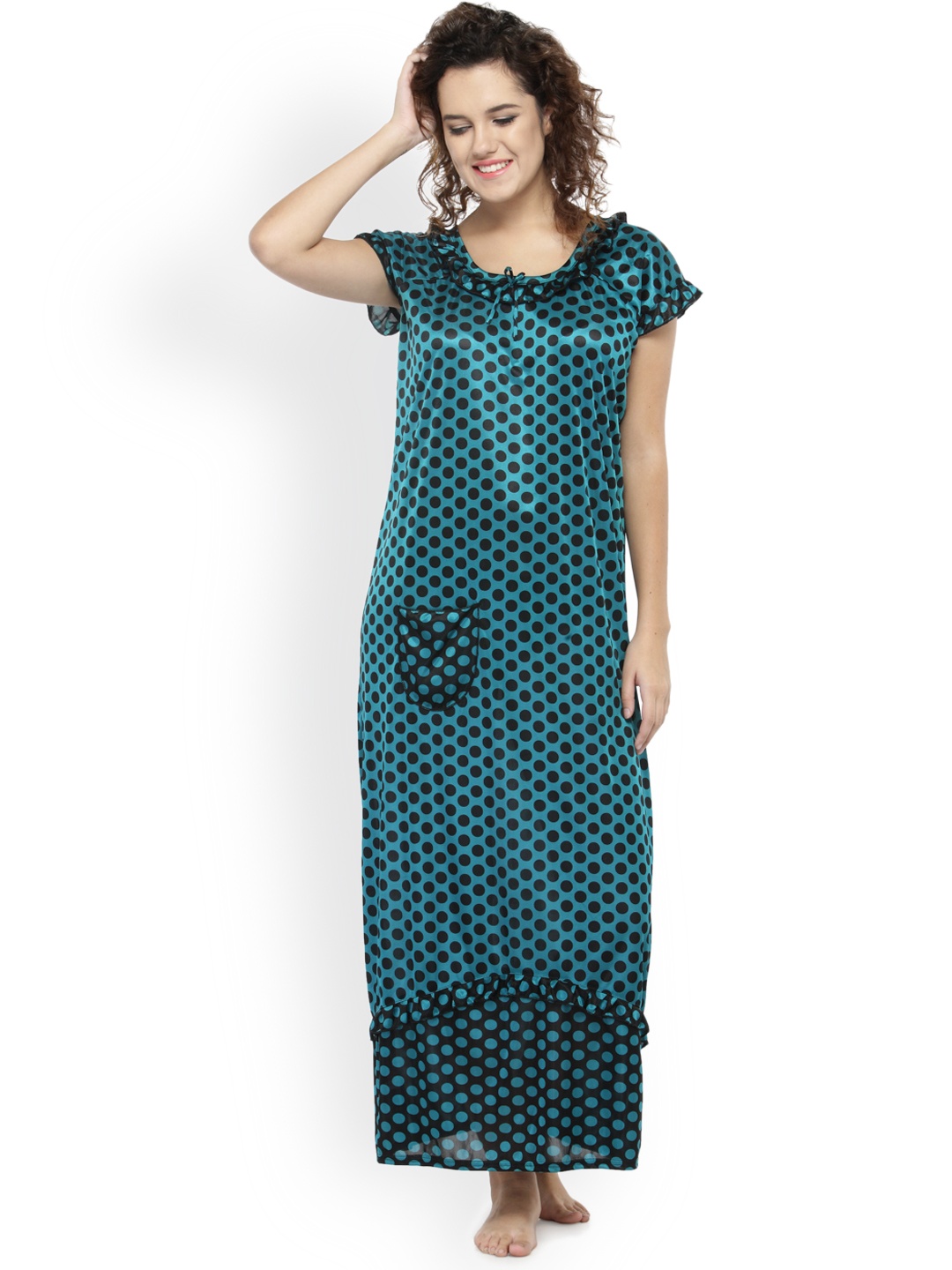 

N-Gal Green & Black Printed Nightdress