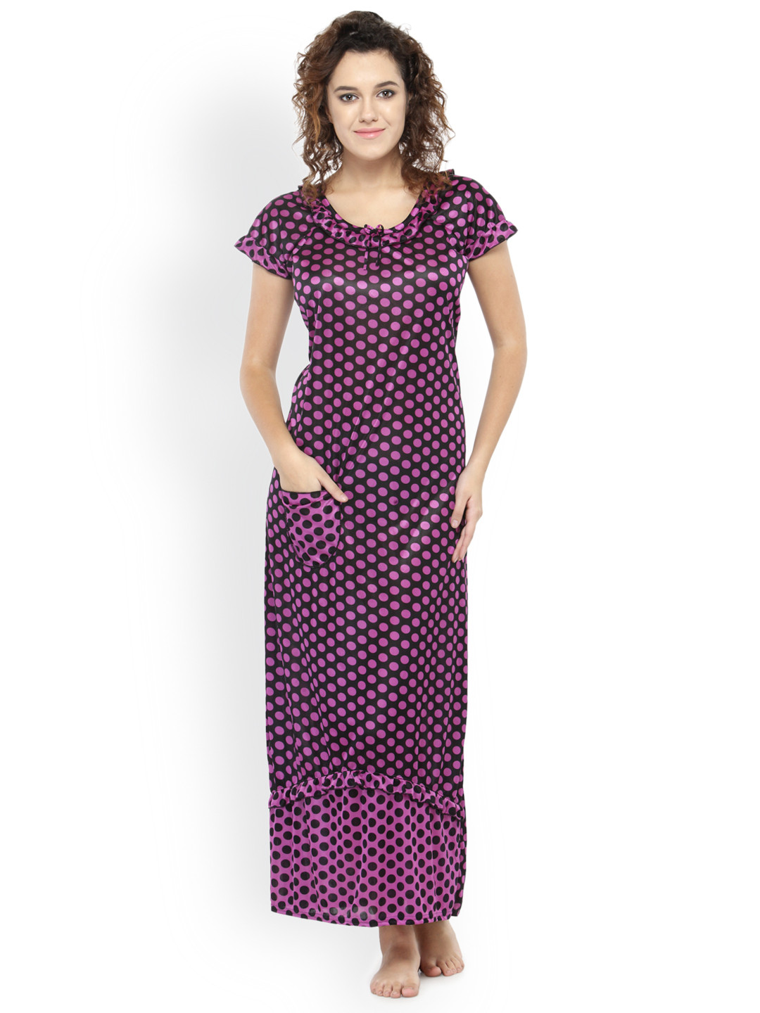 

N-Gal Purple & Black Printed Nightdress
