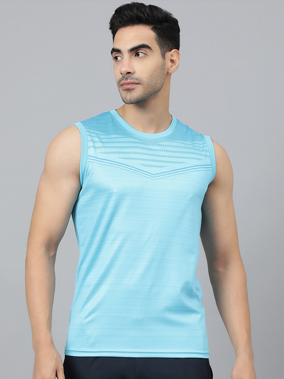 

SPORT SUN Striped Sleeveless Sports T-shirt, Blue
