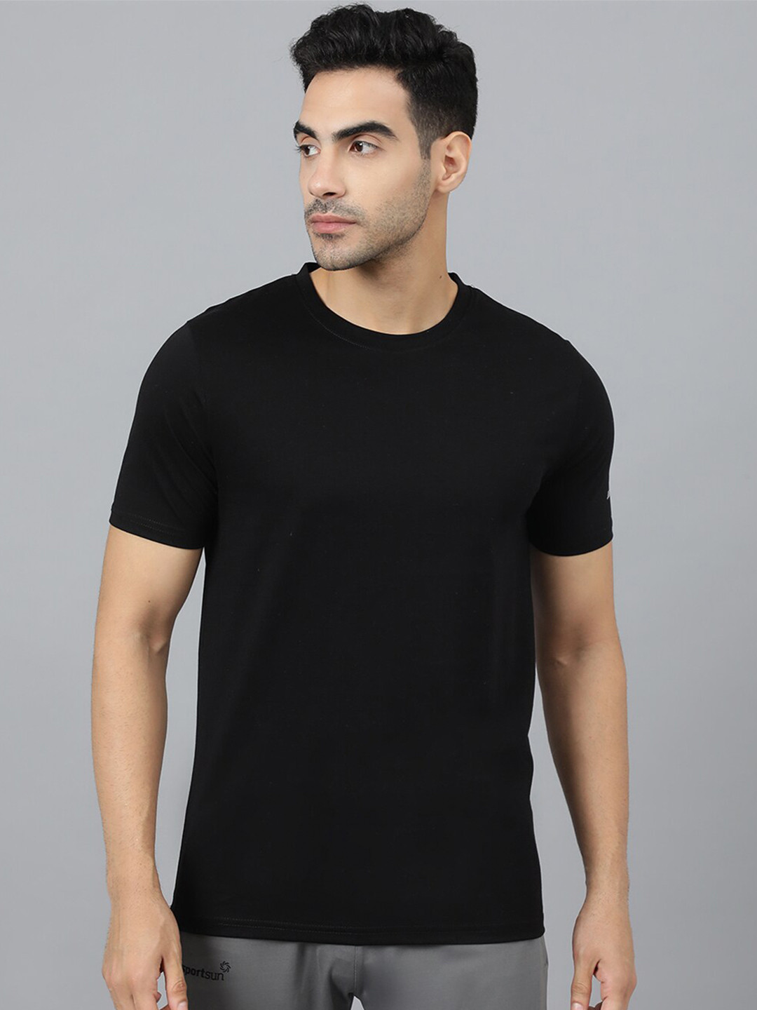 

SPORT SUN Round Neck Sports T-shirt, Black