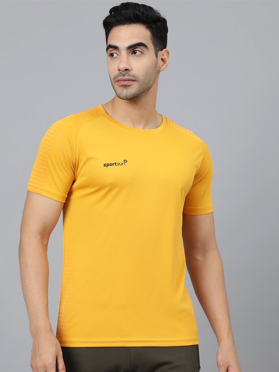 

SPORT SUN Typography Printed Round Neck T-shirt, Yellow