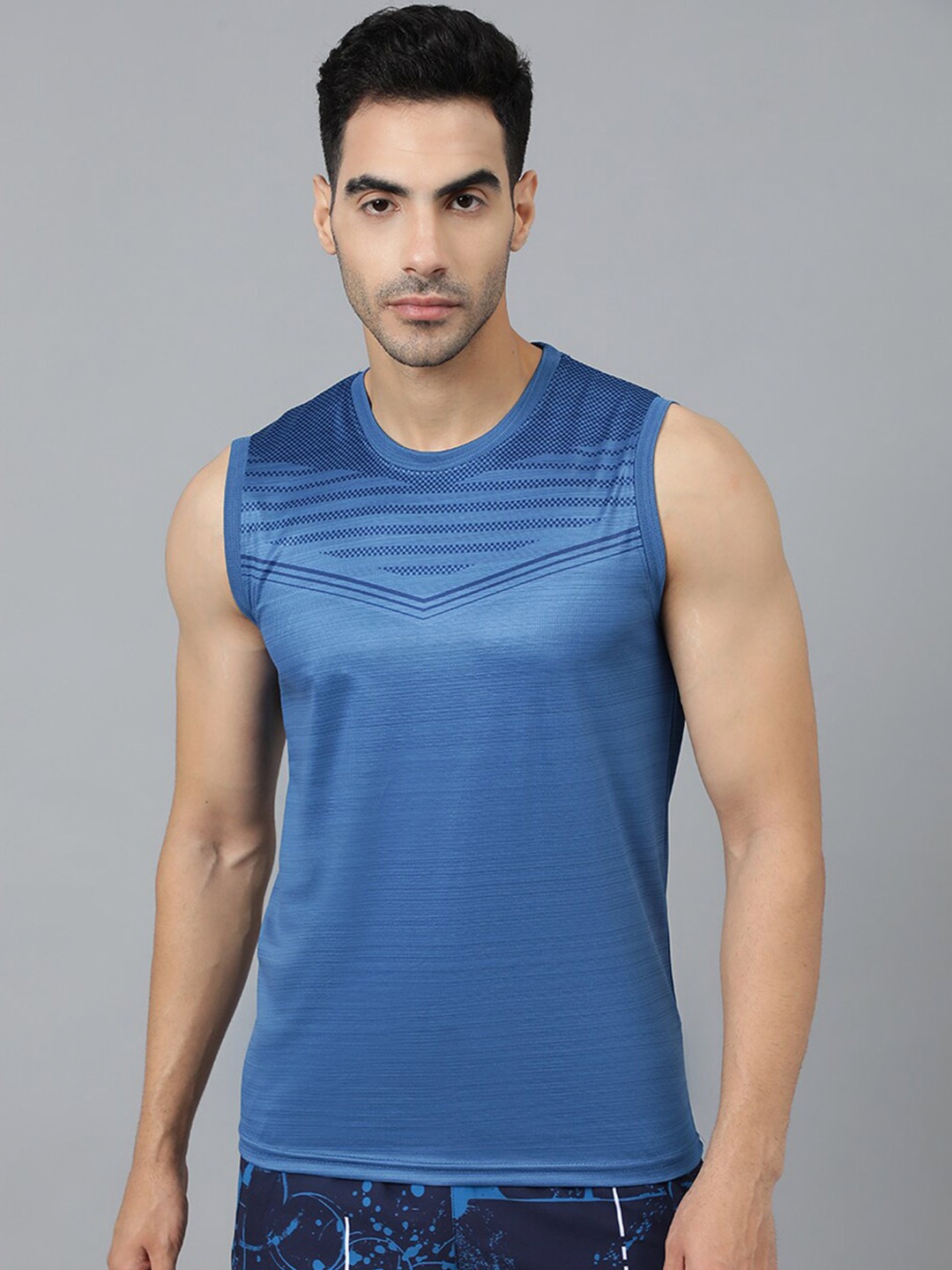 

SPORT SUN Round Neck Sleeveless Sports T-Shirt, Blue