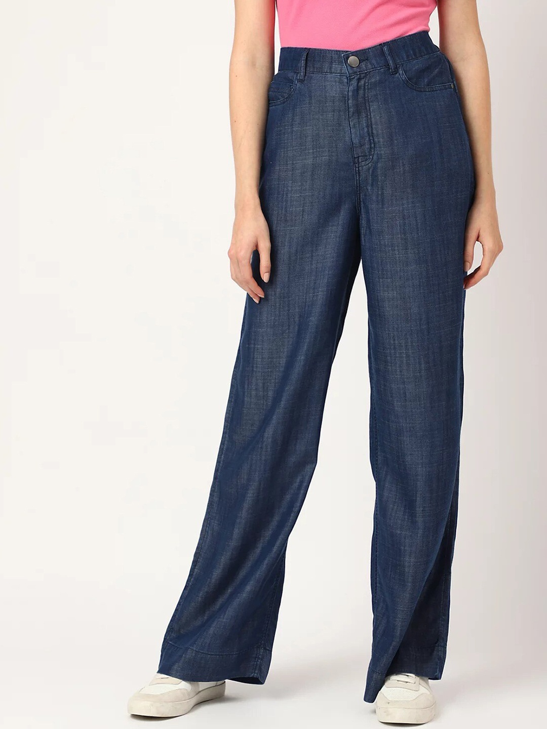 

Marks & Spencer Women High-Rise Trousers, Navy blue