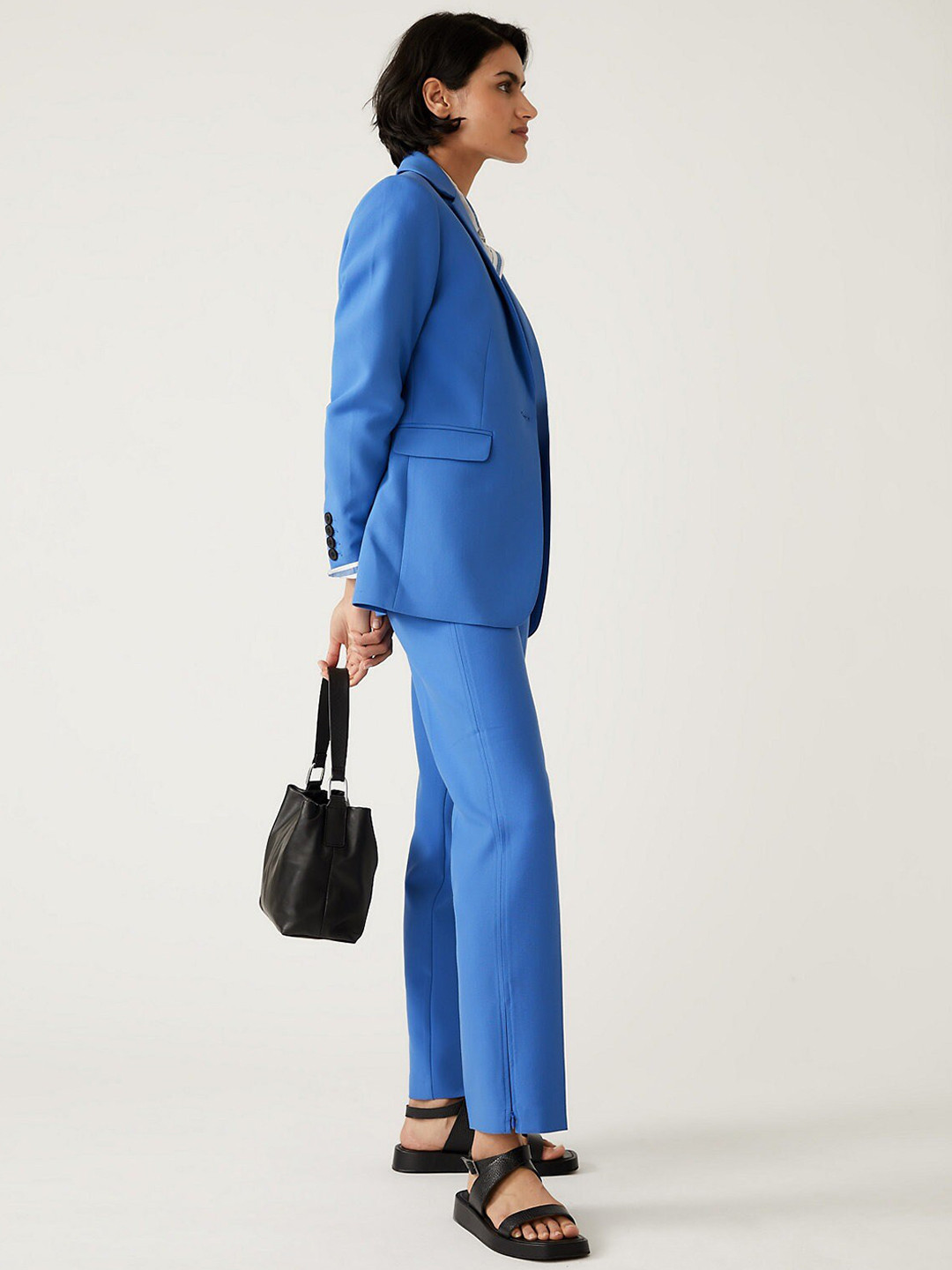 

Marks & Spencer Women High-Rise Trousers, Blue