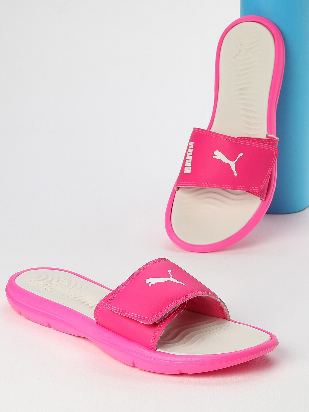 

Puma Women Silvia V3 Brand Logo Printed Sliders, Pink