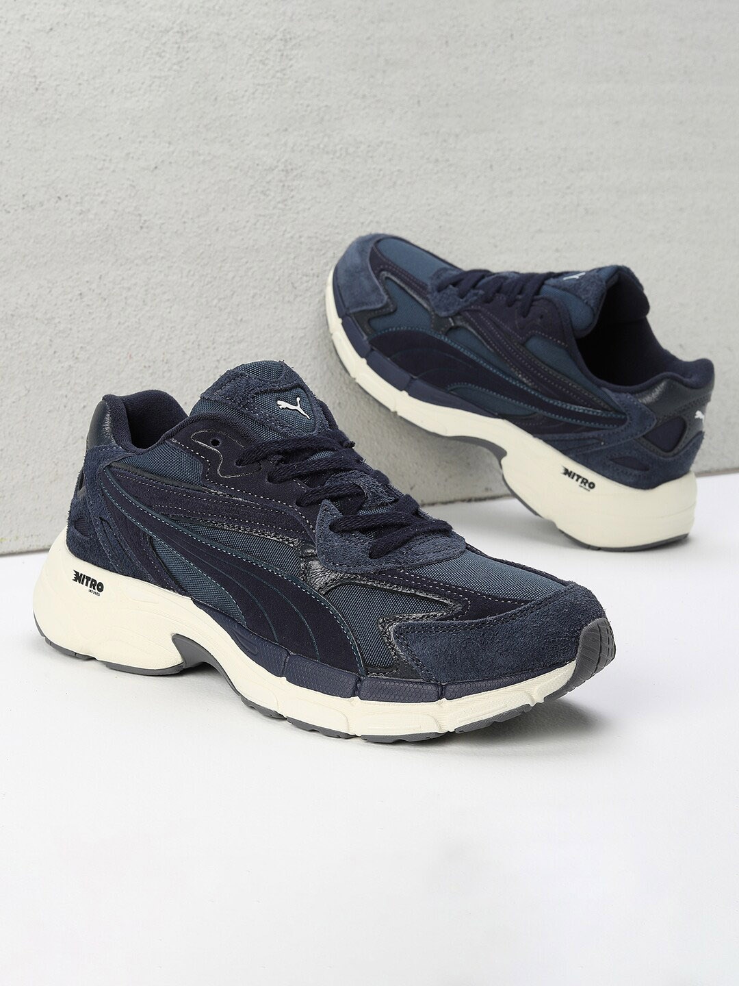 

Puma Teveris Nitro Worn Out Textured Canvas Comfort Insole Sneakers, Navy blue