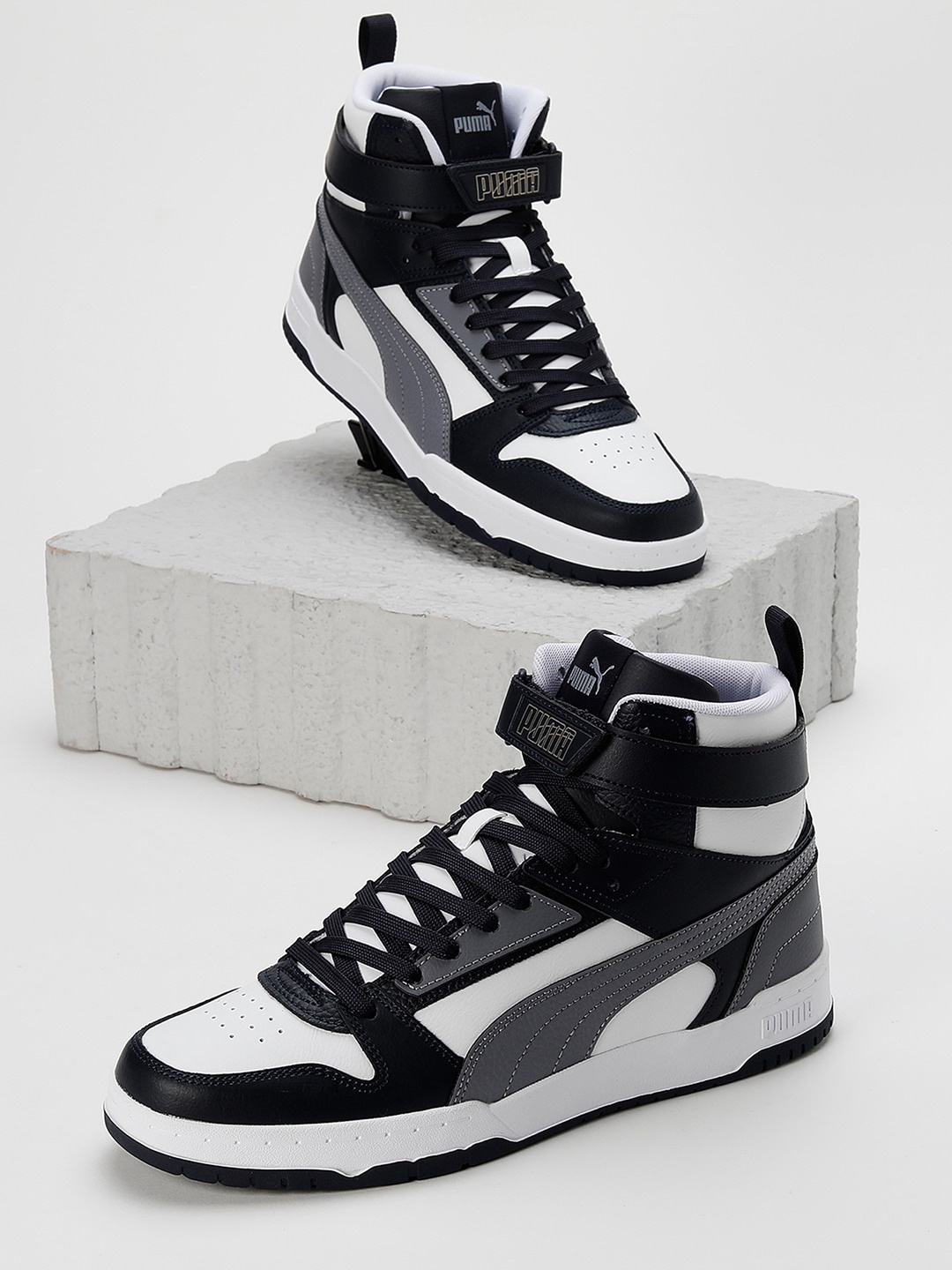 

Puma RBD Game Mid Top Leather Sneakers, White
