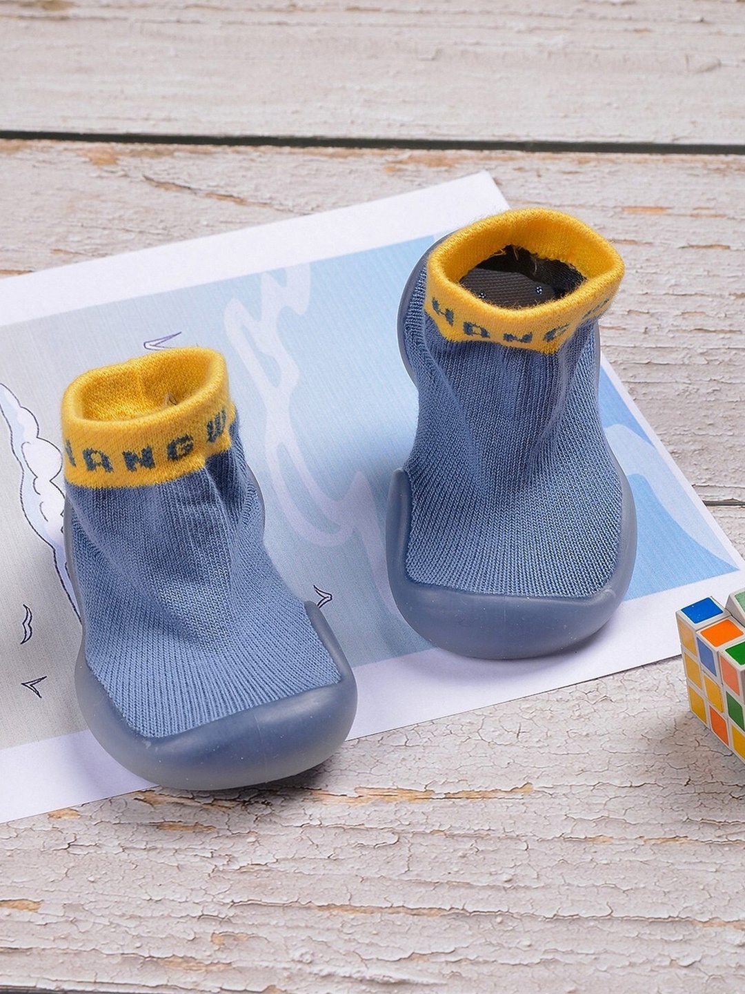 

POPLINS Kids Patterned Above Ankle Length Cotton Skidder, Blue