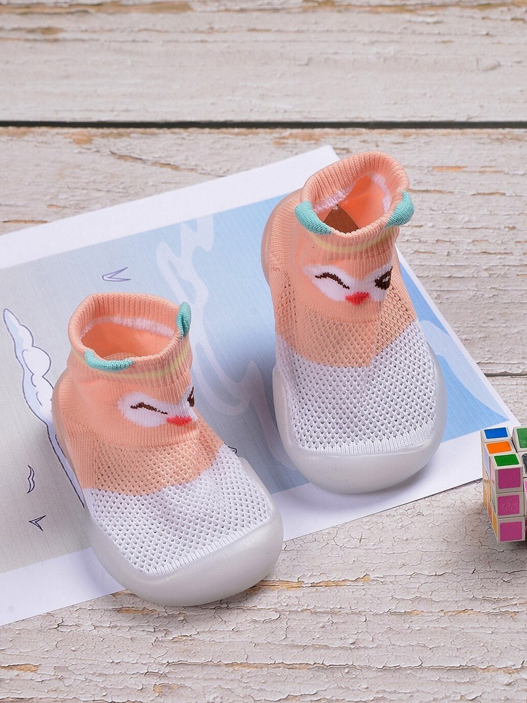 

POPLINS Kids Colourblocked Above Ankle Length Cotton Skidder, Peach