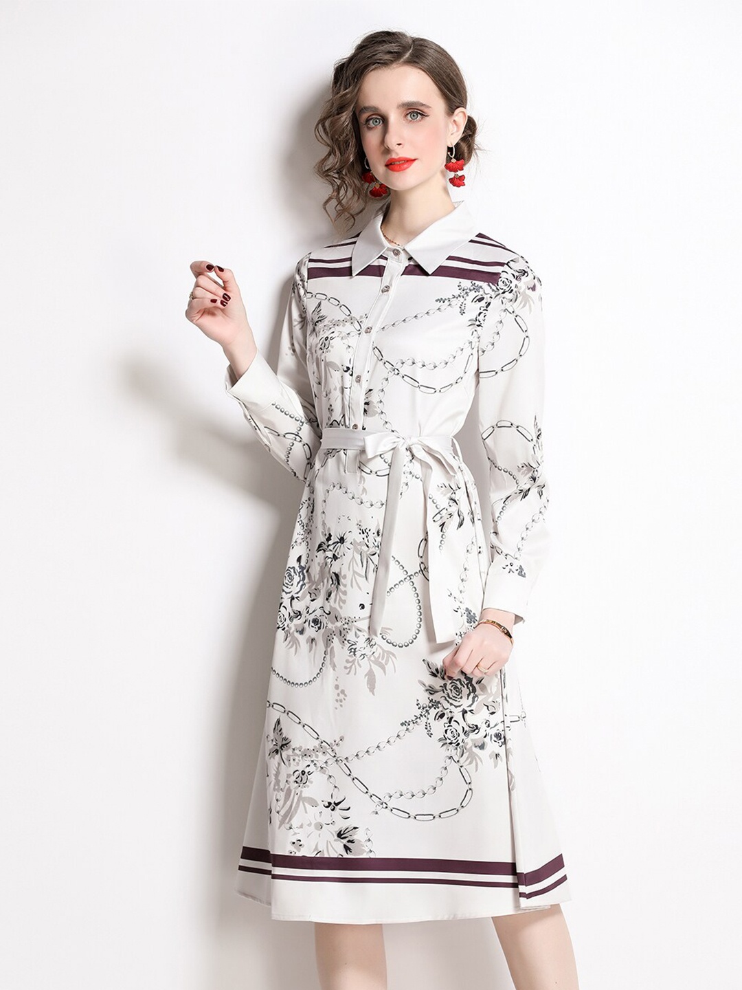 

JC Collection White Floral Print Fit & Flare Dress