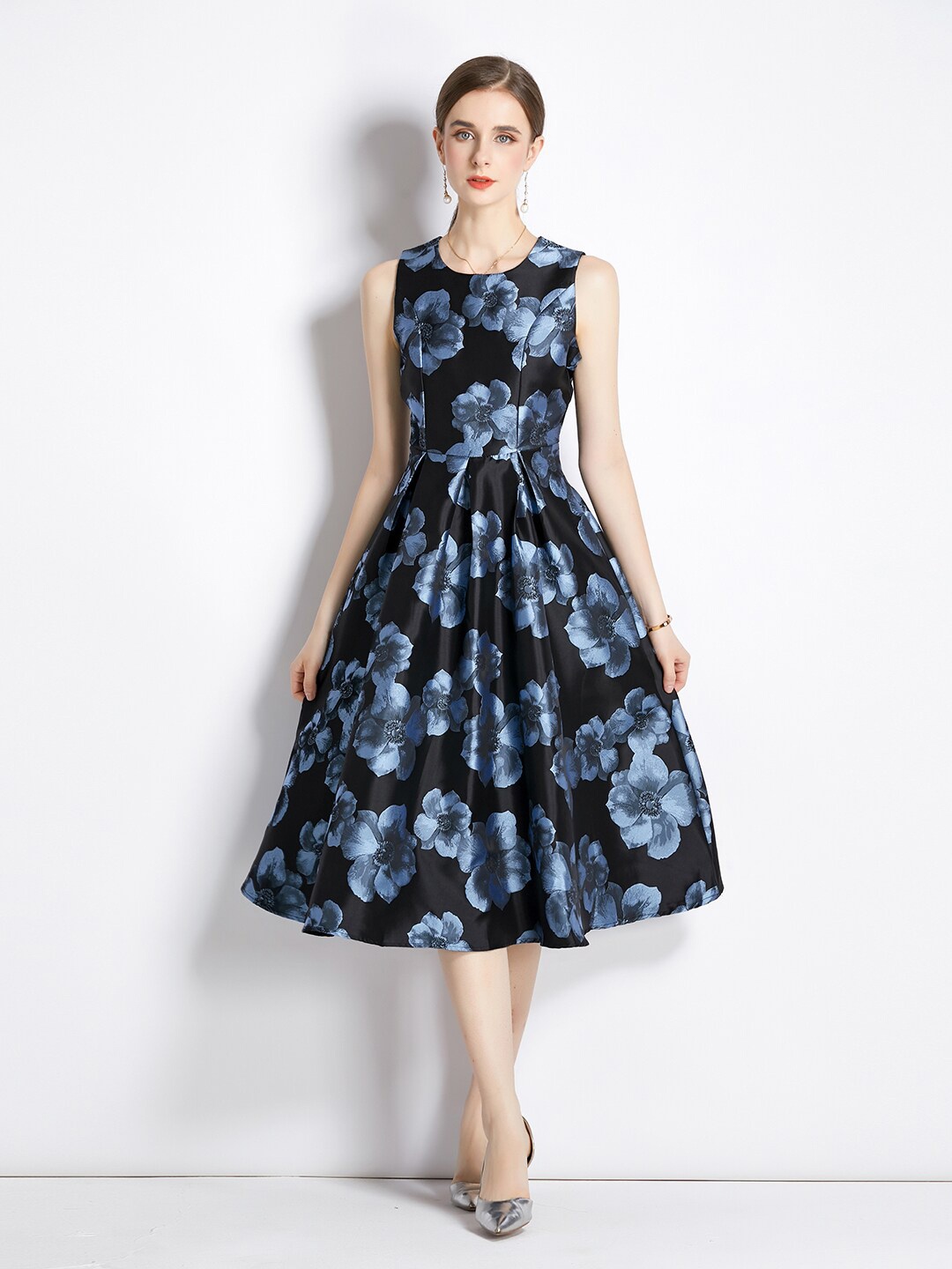 

JC Collection Floral Print Fit & Flare Midi Dress, Blue