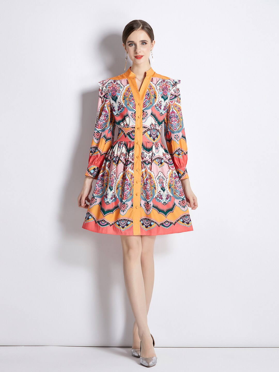 

JC Collection Floral Print Fit & Flare Dress, Orange